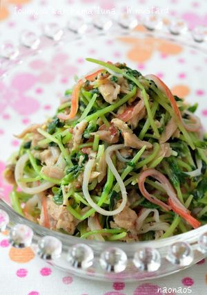 豆苗＊カニカマ＊ツナのWマスタード和え-レシピのメイン写真