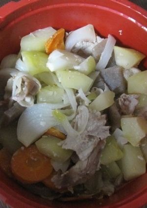 レンジ圧力鍋で塩麹じゃがなし肉じゃが♪-レシピのメイン写真