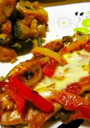 薄切り豚肉の野菜とチーズ乗せ焼きトマト味-レシピのメイン写真