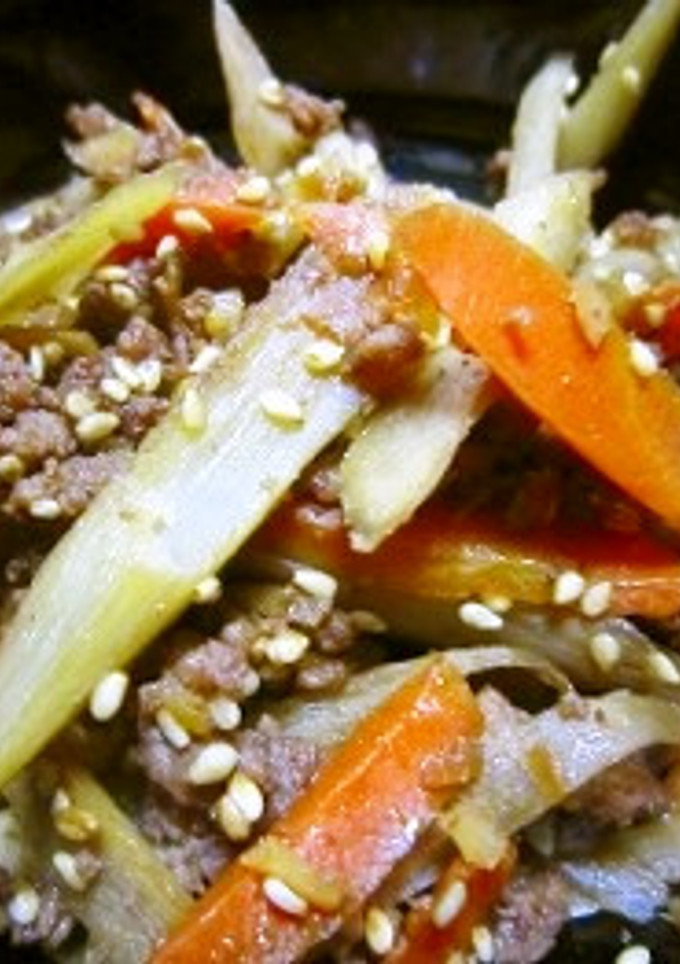 簡単で失敗無しの肉そぼろ入りキンピラ-レシピのメイン写真