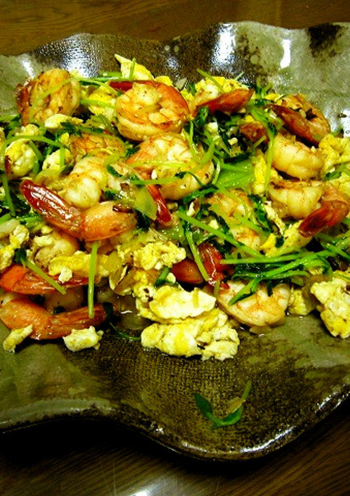 中華風♪豆苗とエビの卵炒め-レシピのメイン写真