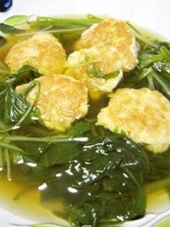 鶏つくね入りほうれん草と水菜のスープ♪-レシピのメイン写真