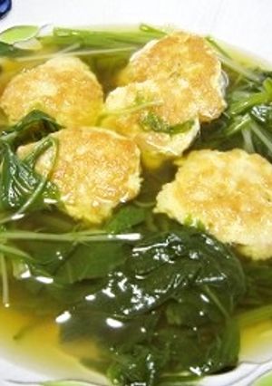 鶏つくね入りほうれん草と水菜のスープ♪-レシピのメイン写真