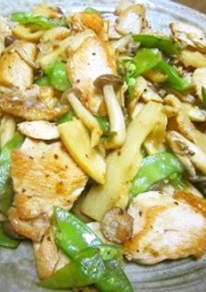 鶏胸肉とタケノコ・シメジのトウチ炒め-レシピのメイン写真