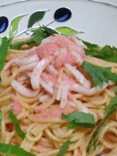 簡単!刺し身イカ入り辛子明太子パスタ♥-レシピのメイン写真