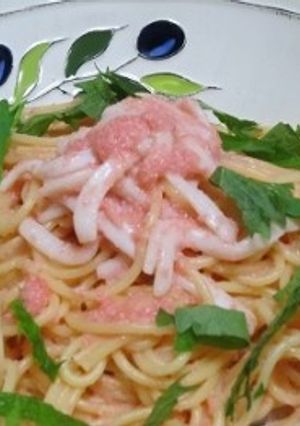 簡単!刺し身イカ入り辛子明太子パスタ♥-レシピのメイン写真