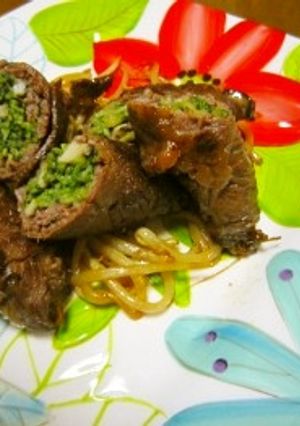 すき焼き味の牛肉の野菜巻き-レシピのメイン写真