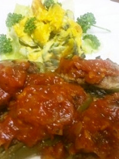 ピーマンの肉詰めトマトソースがけ-レシピのメイン写真
