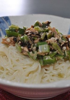 シーチキンとオクラの塩昆布和えそうめん-レシピのメイン写真