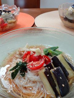 夏野菜のぶっかけそうめん♪-レシピのメイン写真