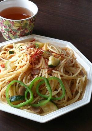 アンチョビで旨い！トマトズッキーニパスタ-レシピのメイン写真