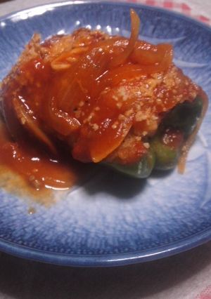 ピーマンポテト詰め〜トマト煮込み〜-レシピのメイン写真