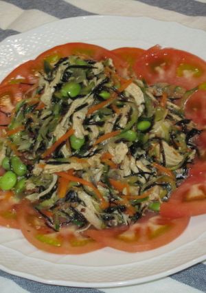 茹で鶏とひじきの梅生姜風味サラダ-レシピのメイン写真