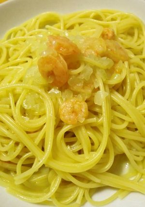 レンジで簡単！エビのオイルパスタ-レシピのメイン写真