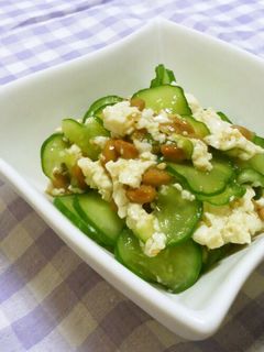 きゅうりと納豆の塩麹蜂蜜白和え-レシピのメイン写真