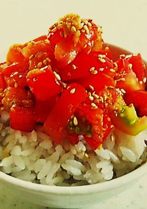 簡単!しょうが醤油風味の冷温トマト丼♪-レシピのメイン写真