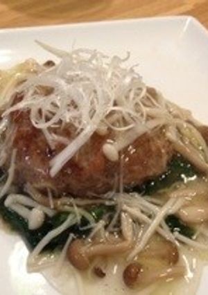 『キノコだらけの餡かけハンバーグ』-レシピのメイン写真