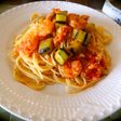 完熟トマトとナスのパスタ
