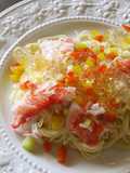 蟹かまのジュレパスタ柚子胡椒風味