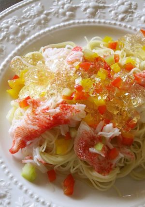 蟹かまのジュレパスタ柚子胡椒風味-レシピのメイン写真