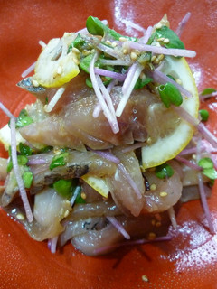 焼肉屋さん風~アジのお刺身♪-レシピのメイン写真