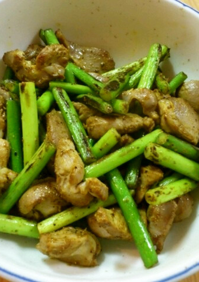 砂肝とにんにくの芽のカレー風味炒め-レシピのメイン写真
