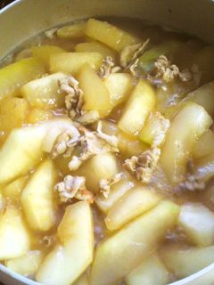 ゆうがおと豚肉の炒め煮-レシピのメイン写真