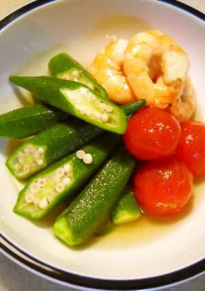 オクラとミニトマトと海老のの冷たい煮物-レシピのメイン写真