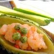 自家菜園☆小さなゴーヤの海老詰め焼き