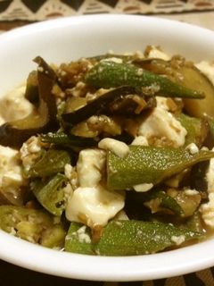 茄子とオクラと豆腐の残り物炒め-レシピのメイン写真