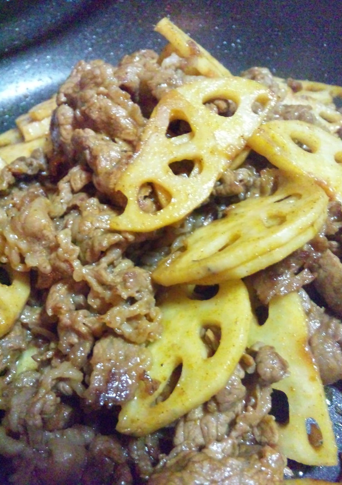 牛肉と蓮根の甘辛カレー炒め☆-レシピのメイン写真