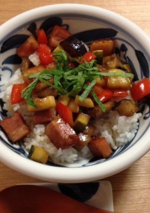 ナスとズッキーニのバルサミコ丼-レシピのメイン写真
