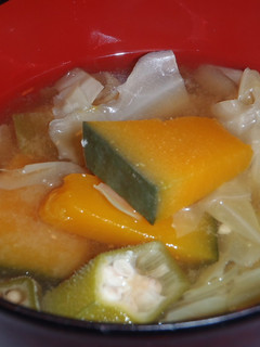 夏野菜♪かぼちゃとオクラの味噌汁-レシピのメイン写真