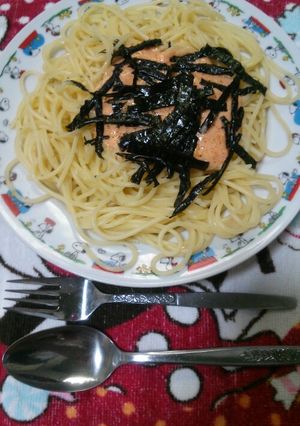 ソースの材料三つ♡たらこスパゲティー♡-レシピのメイン写真