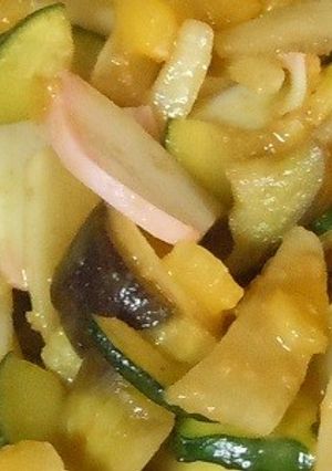 夏野菜とかまぼこの甘味噌炒め-レシピのメイン写真