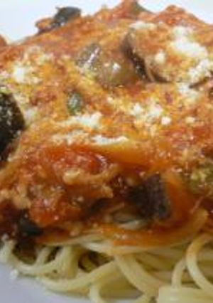 ナスとウィンナのトマトソースパスタ-レシピのメイン写真