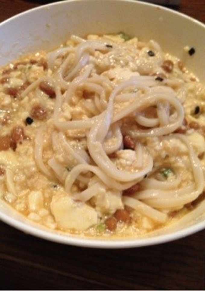とろろ風☆豆腐&納豆うどん-レシピのメイン写真