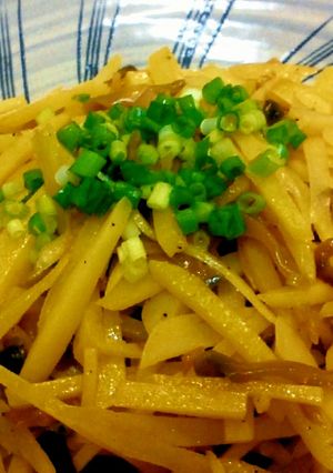 じゃが芋消費！おつまみに良し搾菜入り炒め-レシピのメイン写真
