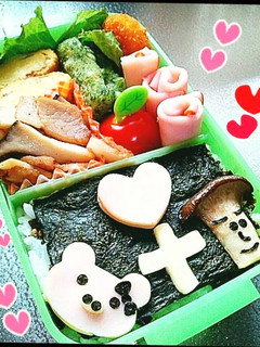 キャラ弁 えりんぎクンとぶたチャン-レシピのメイン写真
