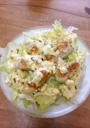 ササミの大葉チーズ巻のせ卵サラダ-レシピのメイン写真
