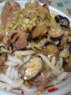 サッパリ!茄子と鶏肉の香味ソースうどん-レシピのメイン写真