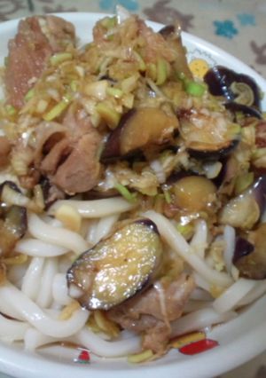 サッパリ！茄子と鶏肉の香味ソースうどん-レシピのメイン写真