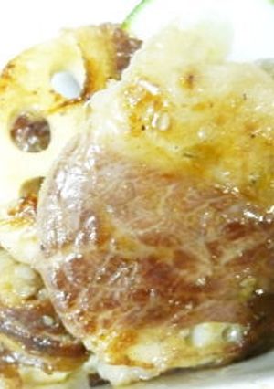 簡単・牛バラで塩だれれんこんステーキ-レシピのメイン写真