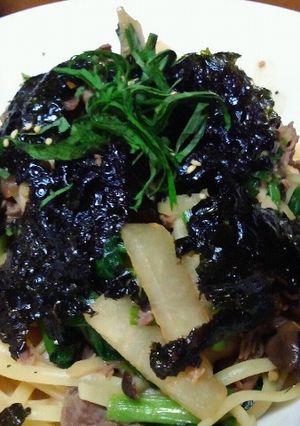 ピリ辛☆韓国海苔たっぷりコリアンパスタ-レシピのメイン写真