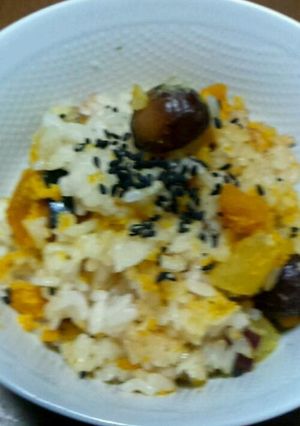 イモ・栗・カボチャ！秋の味覚炊き込みご飯-レシピのメイン写真