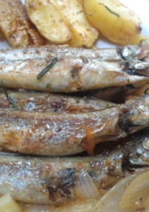 柳葉魚のローズマリー焼き添え野菜も一緒に-レシピのメイン写真