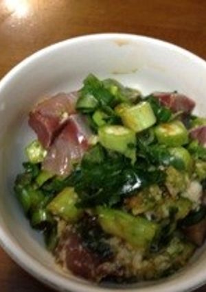 ハマチの夏野菜たっぷり山かけ-レシピのメイン写真