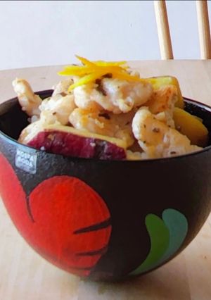 簡単夕食♪鶏肉とさつま芋ご飯♪1人ランチ-レシピのメイン写真