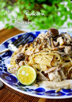 ランチに♪きのこの塩昆布クリームパスタ-レシピのメイン写真