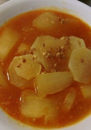 丸美屋麻婆茄子の素で冬瓜と大根のスープ煮-レシピのメイン写真
